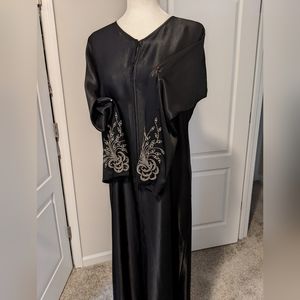 Dubai Abaya Khalijee Abaya Kaftan Islamic Party Wear Maxi, embroidered sleeve, M